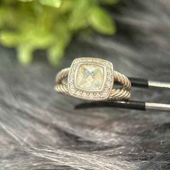 D.Y. 925 Prasiolite/Diamonds Ring - Picture 5 of 12